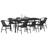 Garden Dining Set 9 pcs Black Powder-Coated Steel 3379386