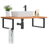 Basin Shelf Wall Mounted Steel and Solid Wood Beech 3302525