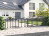 Fence Gate ASSEN 401 x 175.5 cm Steel Grey Lockable 42008942