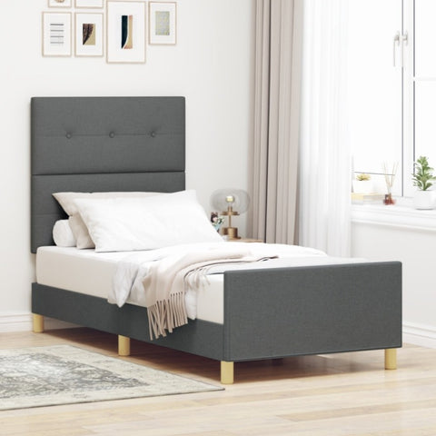 ZNTS Bed Frame Dark Grey 100x200 cm Fabric 3344705
