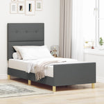 ZNTS Bed Frame Dark Grey 90x190 cm Fabric 3344691