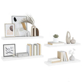 Floating Wall Shelves 4 pcs High Gloss White 90x23.5x3.8 cm MDF 323756