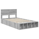 Bed Frame with Shelf Grey Sonoma 135 x 190 cm Engineered Wood 3408380