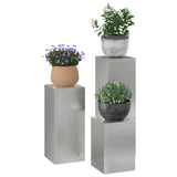 Plant Stand 3 pcs Silver Galvanised steel 865832