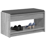 Hall Bench with Cushion with Shelf Grey Sonoma 83 x 38 x 45 cm 891581