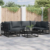Garden Sofa Set with Cushion 7 pcs Black Aluminium 3378849