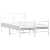 Metal Bed Frame without Mattress with Footboard White 135x190cm 355431