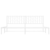 ZNTS Metal Bed Frame with Headboard White 200x200 cm 374493