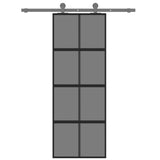 Sliding Door Black 76x205 cm Tempered Glass and Aluminium 155225