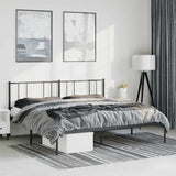 Metal Bed Frame without Mattress with Headboard Black 193x203cm 352486