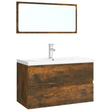 Bathroom Furniture Set Smoked Oak Engineered Wood 3120351