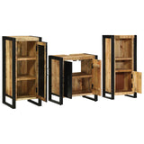 Bathroom Furniture Set with Shelf 3 pcs Brown Solid Mango Wood 3305628