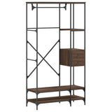 Clothes Rack with Shelves Brown Oak Engineered Wood 847863