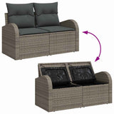 Sofa Set with Cushion with Storage 4 pcs Grey Poly Rattan 3354658