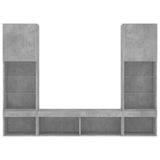5 Piece TV Wall Units with LED Concrete Grey Engineered Wood 3216693