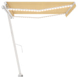 Manual Retractable Awning with LED 450x300 cm Yellow and White 3069563