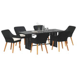 Garden Dining Set with Cushion 7 pcs Black Poly Rattan 3261621