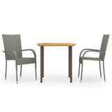 Dining Set Grey Solid acacia wood Medium Stackable Dining Set 3072483