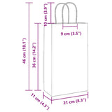 Paper Bags 250 pcs with Handles Green 21x11x36 cm 4101729