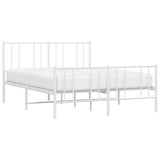 Metal Bed Frame without Mattress with Footboard White 140x200cm 352548