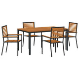 Garden Dining Set 5 pcs Black Poly Rattan 3365496