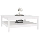 ZNTS Coffee Table White 100x100x40 cm Solid Wood Pine 814295