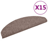 Stair Mats Self-adhesive 15 pcs 65x21x4 cm Light Brown Half Round Large 132696