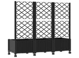 Garden Planter with Trellis&Wheels Black 120 x 40 x 146 cm PP 3423057