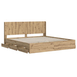 Bed Frame with Storage and Headboard Artisan Oak 180 x 200 cm 3445835