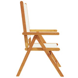 Reclining Garden Chairs 4 pcs Cream White Fabric and Solid Wood 3214538