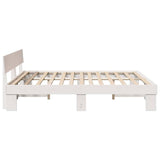 Bed Frame with Headboard White 200 x 200 cm Solid Pine Wood 3382290