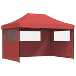 ZNTS Foldable Party Tent Pop-Up with 3 Sidewalls Burgundy 4005019