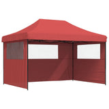 ZNTS Foldable Party Tent Pop-Up with 3 Sidewalls Burgundy 4005019