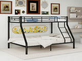 Black metal bunk bed with bunk beds, suitable for adults and children, equipped with ladder safety W3987P434157
