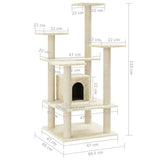 Cat Tree with Sisal Scratching Posts Cream 110 cm 171479