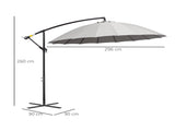 3 Cantilever Umbrella 18 Ribs & Vents Adjustable Angle for Patio Light Grey T3398P325212