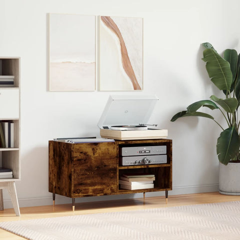 ZNTS Record Cabinet Smoked Oak 85x38x48 cm Engineered Wood 831697