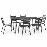 44263 7 Piece Outdoor Dining Set Steel Dark Grey
