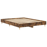 Bed Frame No Mattress Smoked Oak 150x200 cm King Size Engineered Wood 3328712