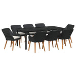 Garden Dining Set with Cushion 9 pcs Black Poly Rattan 3261676