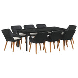 Garden Dining Set with Cushion 9 pcs Black Poly Rattan 3261676