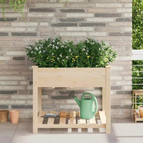 Garden Planter Beige 90 x 90 x 76.5 cm Solid fir wood 42006578