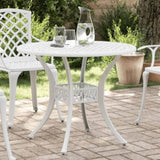 ZNTS Garden Table White Ø90x75 cm Cast Aluminium 4002809