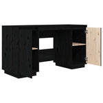 ZNTS Desk Black 140x50x75 cm Solid Wood Pine 814328