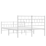 Metal Bed Frame without Mattress with Footboard White 120x200cm 355724