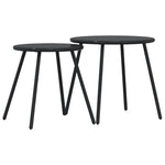 ZNTS Garden Coffee Tables 2 pcs Round Black Powder-coated Steel 4008112