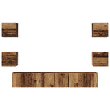 TV Cabinet Set Wall-mounted 7 pcs Old Wood Engineered Wood 3393396