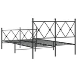 Metal Bed Frame without Mattress with Footboard Black 120x200cm 376518