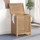 Laundry Basket Natural Solid Teak Wood 340761