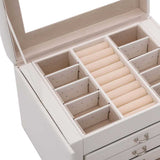 Jewellery Box 4-Layer with Mirror Lockable White 22.5x17.5x16.5 cm 4103560